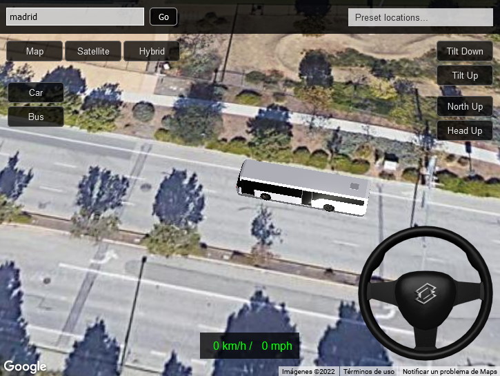 Simulador de conducción sobre Google Maps