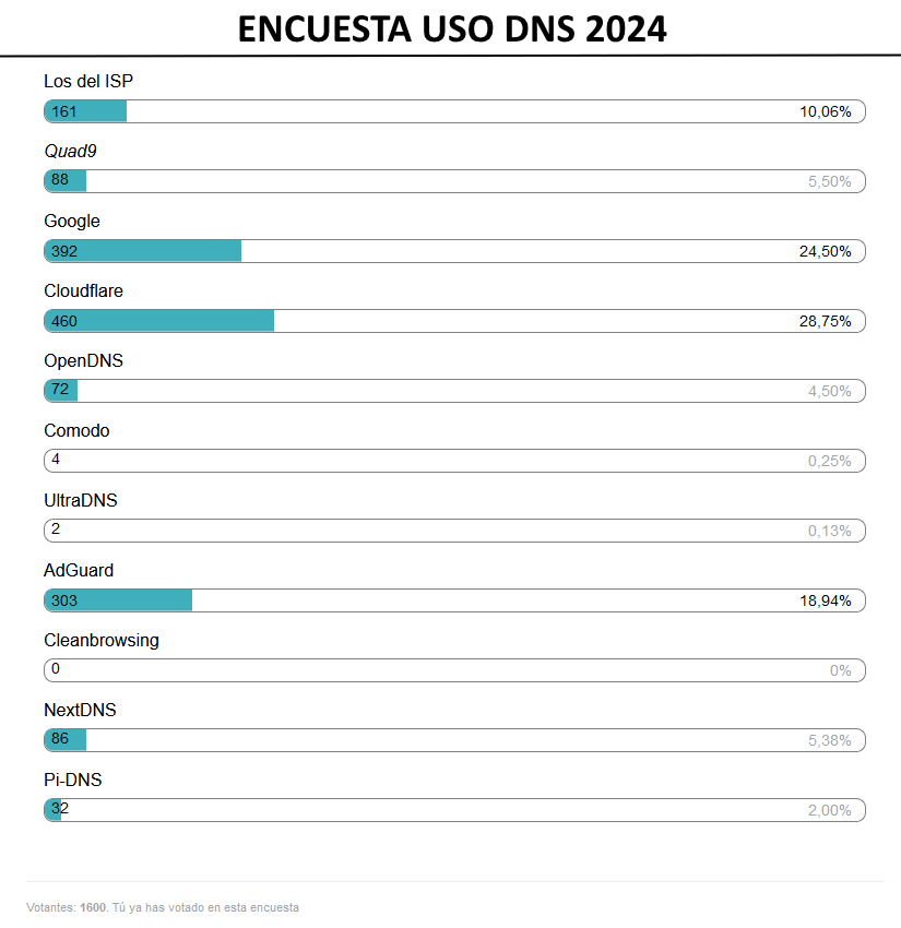 Encuesta sobre el uso de DNS públicos en España 2024