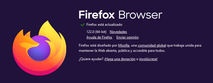 Nueva versión 122 del navegador Mozilla Firefox