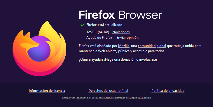 Nueva versión 125 del navegador Mozilla Firefox