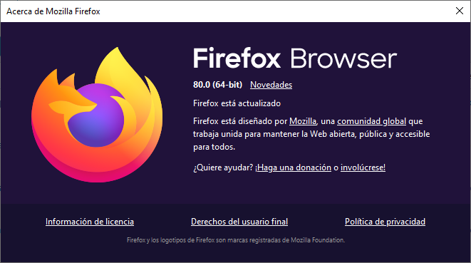 Mozilla Firefox actualiza el navegador a la versión 80