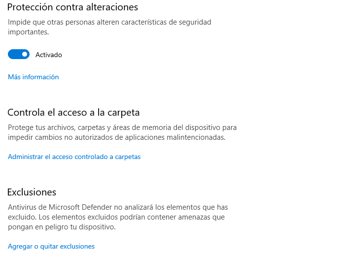 Configuración de Microsoft Defender para Windows 10