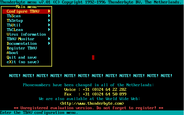 Thunderbyte, recordatorio de los programas antivirus para MS-DOS
