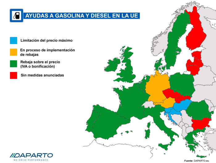 Rebajas de los combustibles gasolina y diesel en Europa
