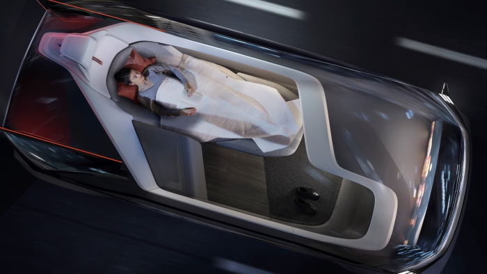 El futuro del coche autónomo según Volvo: Habitación con cama y ruedas
