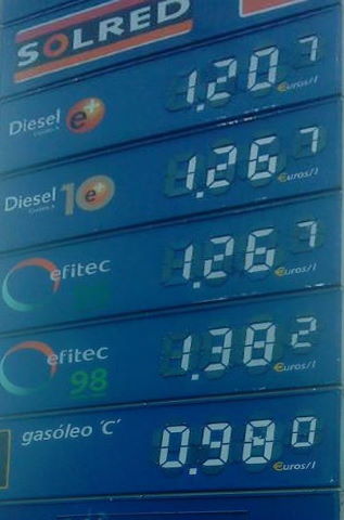 Precio litro de gasolina y diesel en Enero de 2011